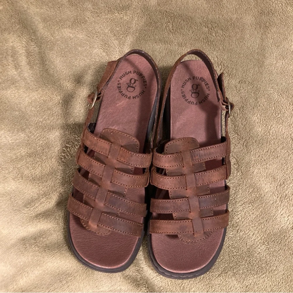 NIB Vintage Hush Puppies Leap Leather Sandals 8W - Picture 4 of 12